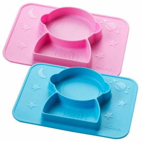 Pratinho de Silicone com base de sucção e divisórias