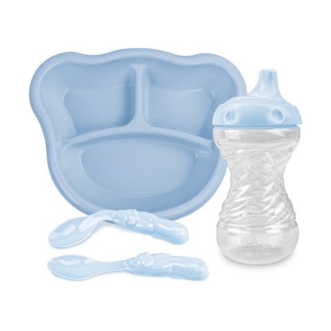 Kit Alimentação: Prato com Divisórias, Copo e Colheres Encanto